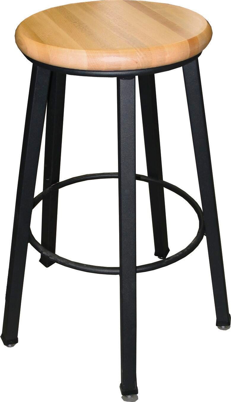 Wisconsin Bench 5-Leg Fixed Height Fully Welded Square Tube Stool, 18 in Seat, Hardwood Seat 1395699